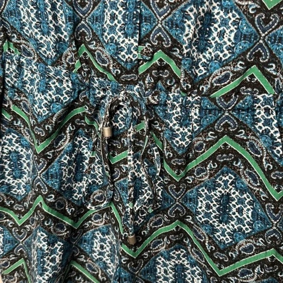 Ella Moss Green and Blue Button Down ¾ Sleeve Romper - Picture 5 of 13